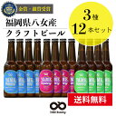 【送料無料】 銀賞 受賞！クラフトビール 飲み比べ 3種 12本 詰合せセット（ピルスナー・フルーツビール・IPA）福岡 八女 地ビール クラフト ビール お酒 お試しセット 飲み比べセット ギフトセット【バレンタインデー ホワイトデー】八女ブルワリー