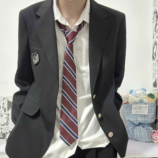男子高校制服 ブレザー 4点セット スーツ スクールジャケット スクールブレザー 無地 ロングパンツ コート フォーマル スクールシャツ ネクタイ 学生 男子高校制服 中学生 学生服 高校生 スーツ フォーマル スクール 文化祭 入学式 卒業式 黒 コスプレ