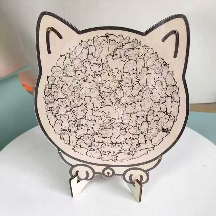 壁掛け かわいい 猫型パズルジグソーパズル 木製の猫型パズル 簡単 木製 4タイプ ...