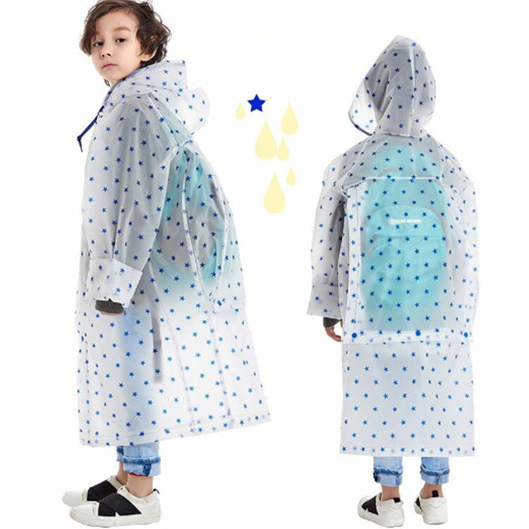 子供 半透明 レインポンチョ 星柄 かわいい 防水 入学 レインウェア 女の子 ランド...
