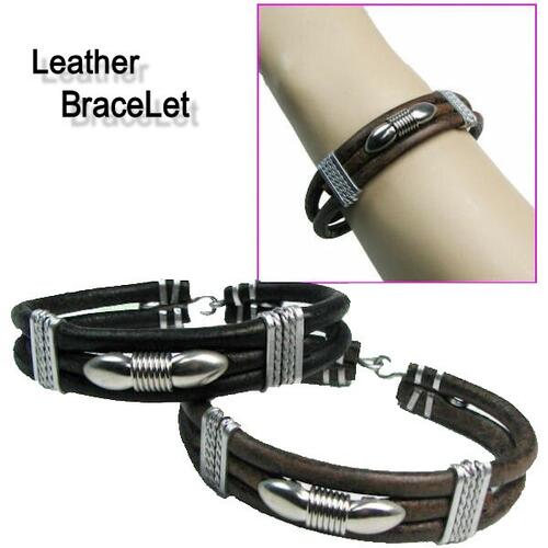 【メール便可】革ブレス　レザーブレスレット　バングル　030