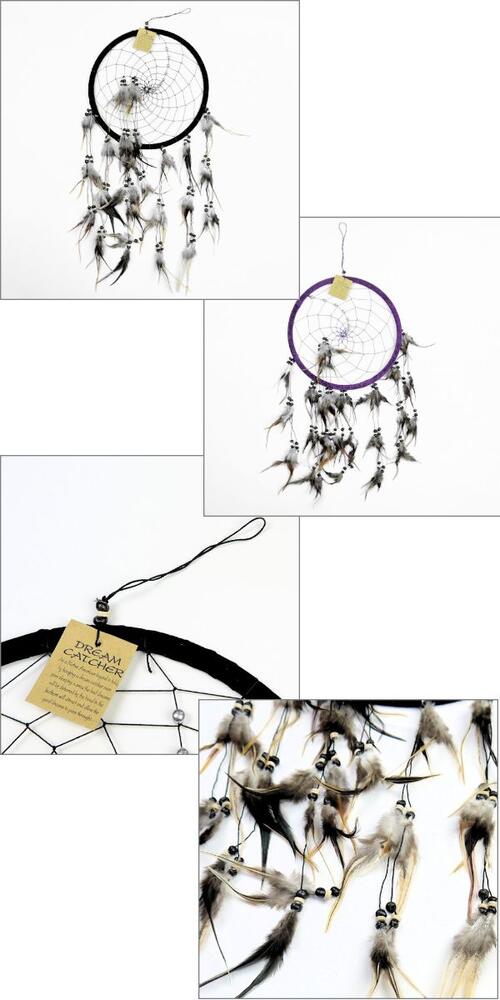 【メール便不可】【わくわく】お部屋に！ドリームキャッチャー　特大　直径約26.6cm　パープル　ブラック