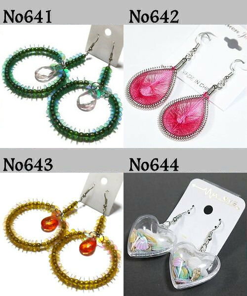 【メール便可】フックピアス　 54 光沢糸使用エスニックピアス　スパンコールと貝殻入りカプセルピアスの商品画像 3