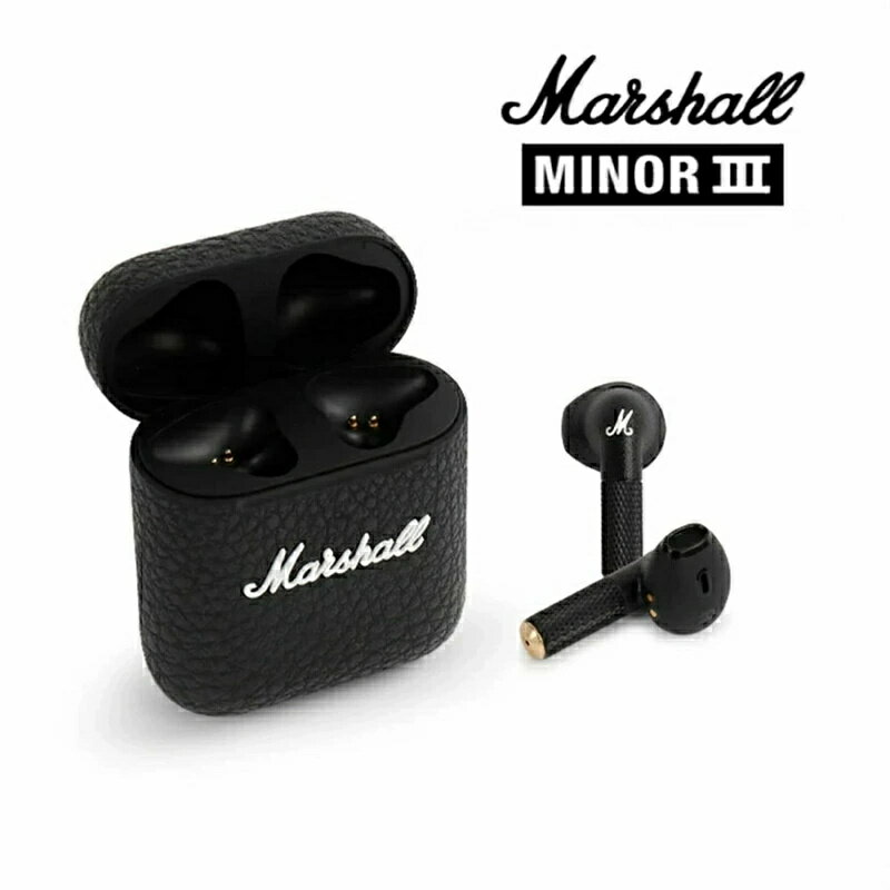 【Marshall/マーシャル】 ワイヤレス イヤホン Minor III ブラック ワイヤレスBluetoothヘッドセット スポーツヘッドホン