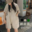 オールインワン レディース サロペット 体型カバー ナチュラル ワイド ゆったり きれいめ シャツワンピース ポケット付き 夏 40代 50代 60代(4)