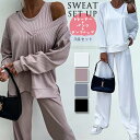 セットアップ レディース 3点セット トレーナー ワイドパンツ タンクトップ プリーツ オーバーサイズ 上下セット 大きいサイズ 秋 シンプル ゆったり 韓国フ...