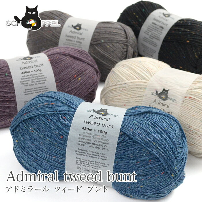 毛糸 輸入 ソックヤーン SCHOPPEL(ショッペル) Admiral tweed bunt(アドミラール ツィード ブント(バント)) ツイード ネップ