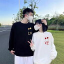 春秋 トレーナー ペア カップル トレーナー メンズ レディース スウェット ペアルック カップル トレーナー 白 黒 長袖 韓国 ファッション トレーナー ス...