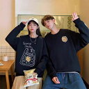 春秋 トレーナー ペア カップル トレーナー メンズ レディース スウェット ペアルック カップル トレーナー 白 黒 ベージュ 長袖 韓国 ファッション トレ...