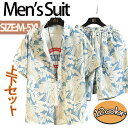 アロハシャツ セットアップ メンズ 上下セット 総柄シャツ ショーツ 大きいサイズ カジュアルウェア おしやれ 半袖シャツ ハーフパンツ 2点セット ジャージ ...