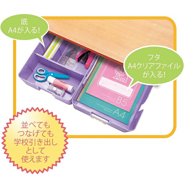 お道具箱 つながるパッチン！ おどうぐばこ 持ち手付き フタも底も A4サイズ で便...