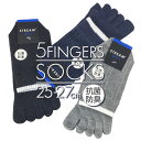 5本指ソックス 抗菌防臭 クルーソックス カジュアルデザインシリーズ リブデザイン 25-27cm ふくらはぎ丈 25cm 26cm 27cm メンズ 紳士【R...