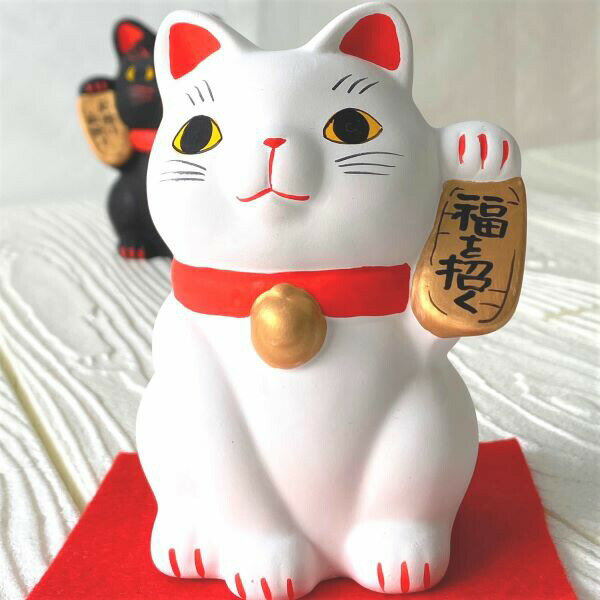 [白小判猫,黒小判猫]　厄除け 病除け 谷中堂 厄除け 病除け 幸せ招く 金運アップ 玄関飾り ギフト 開店祝い お祝い 2