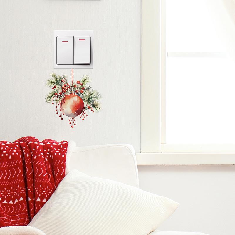 ウォールステッカー クリスマス カラフル 植物柄 花柄 リビング 寝室 部屋飾り スイッチステッカー イ..
