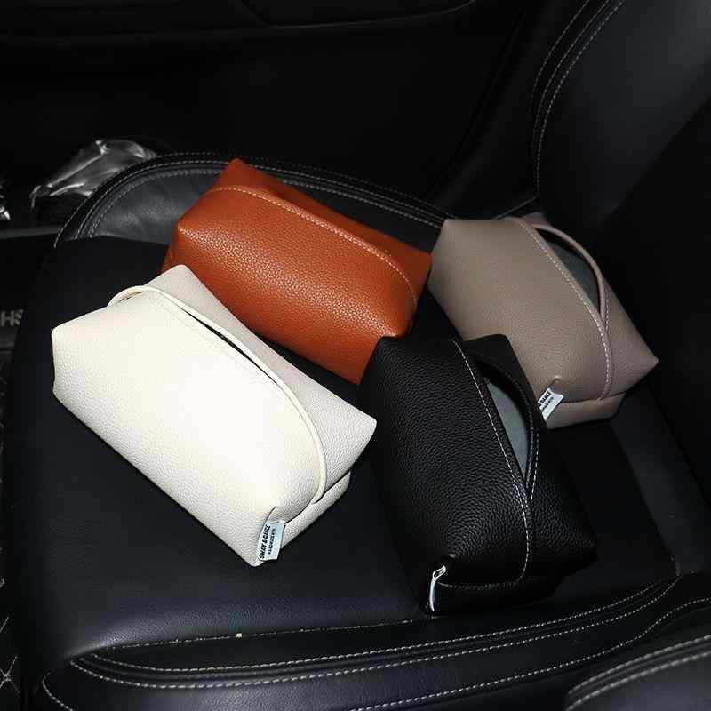 ティッシュケース 車載 マグネット式 レザー スエード 二重構造 厚手 強力吸着 車内天井 吊り下げ 収納..