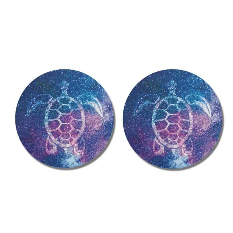 車用カップホルダーマット ボヘミアン ウミガメ タイダイ柄 PU ドリンクホルダー 車内アクセサリー 滑..