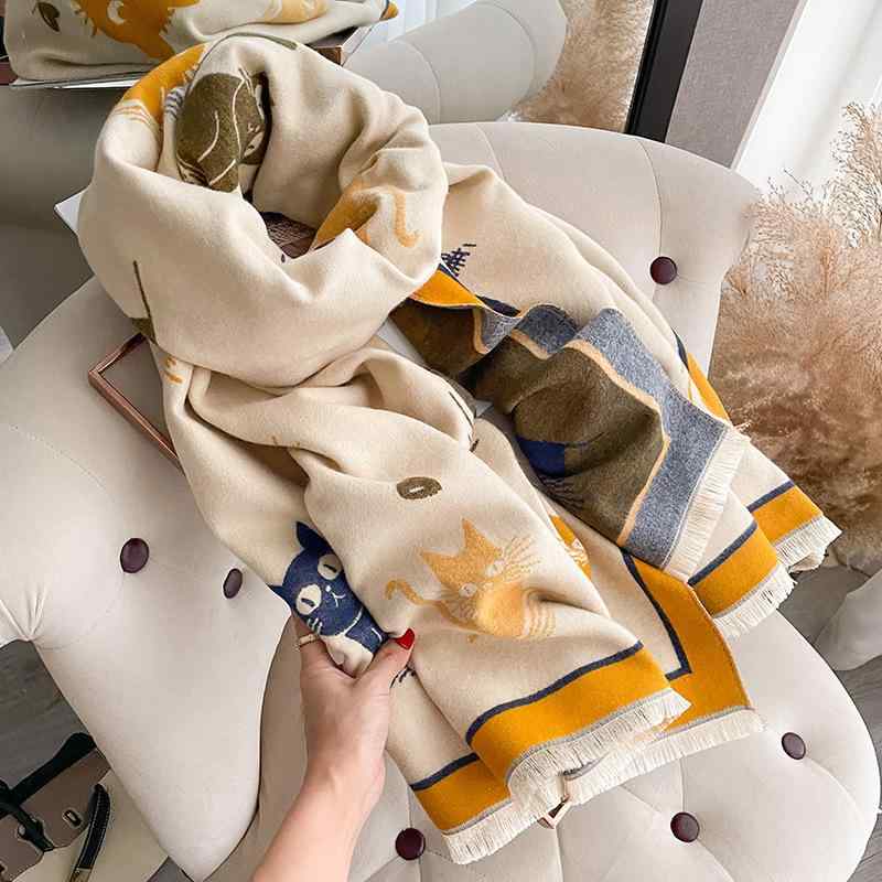 ストール レディース かわいい 猫柄 膝掛け 秋冬 厚手 肩掛け ブランケット ひざかけ オフィス あった..