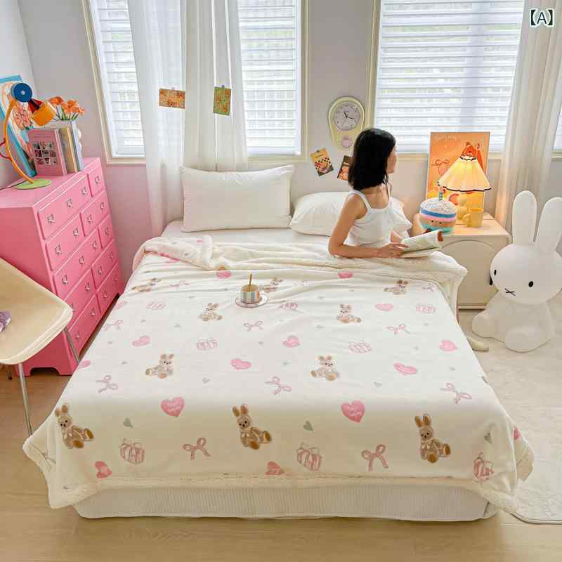 ブランケット かわいい キャラクター プリント 両面 フリース ひざ掛け 毛布 多機能 オールシーズン ハ..