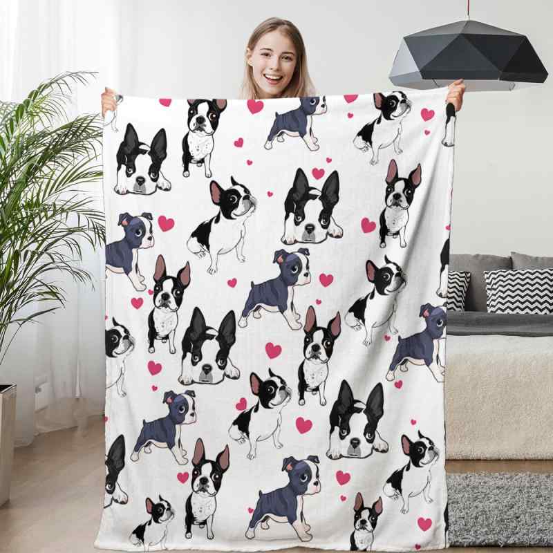 毛布 フランネル かわいい 犬柄 ブランケット ポリエステル 秋冬 寝具 75×100cm 100×130cm 130×150cm 1..