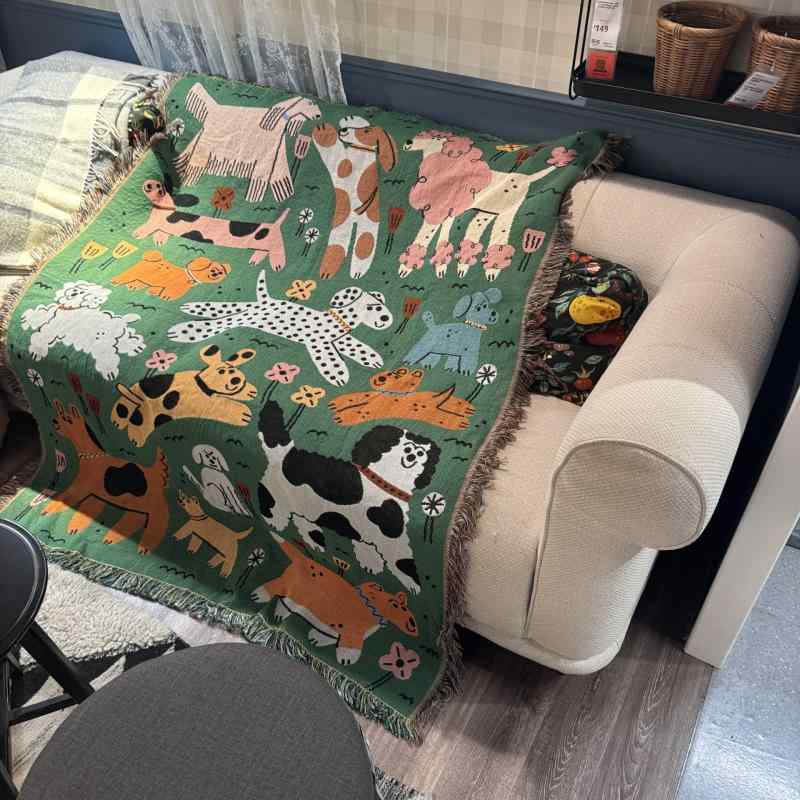 毛布 ブランケット かわいい 犬柄 ドッグ柄 北欧風 130x160cm 秋冬