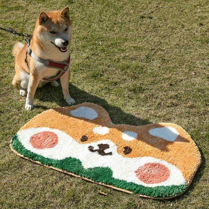 ラグ マット かわいい 柴犬 寝室 リビング 玄関マット 吸水 滑り止め 絨毯 ポリエステル 60 90cm 萌え ..