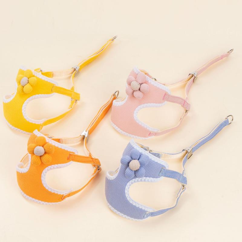犬用ハーネス 小型犬 テディ ベスト 牽引ロープ 猫 うさぎ ペット用品 散歩 紐 かわいい マンゴーイエ..