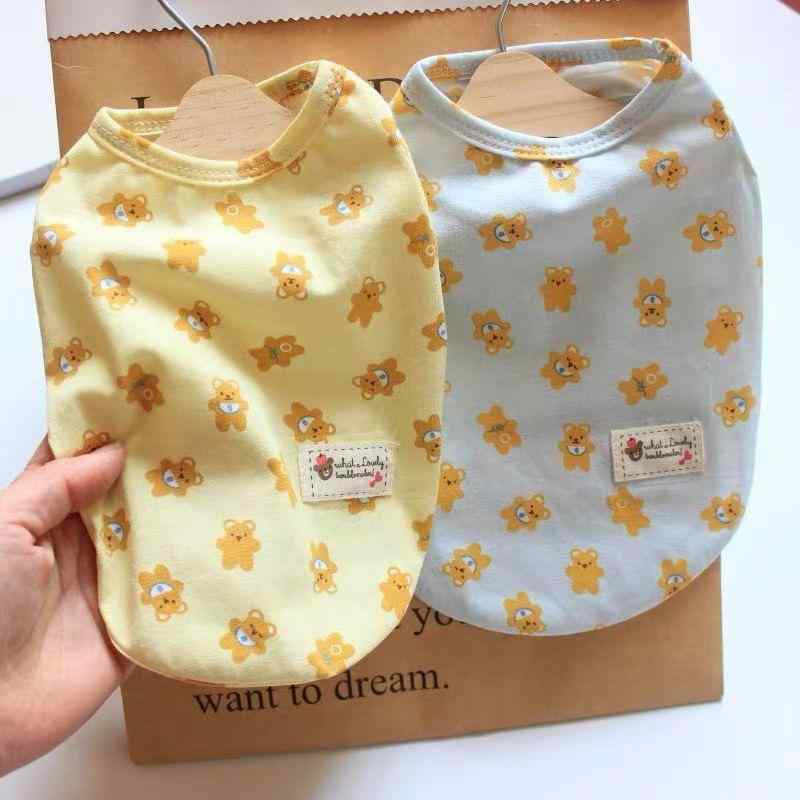 ペット用 夏服 薄手 かわいい クマ柄 小型犬 猫用 タンクトップ 涼しい 通気性 ブルー イエロー