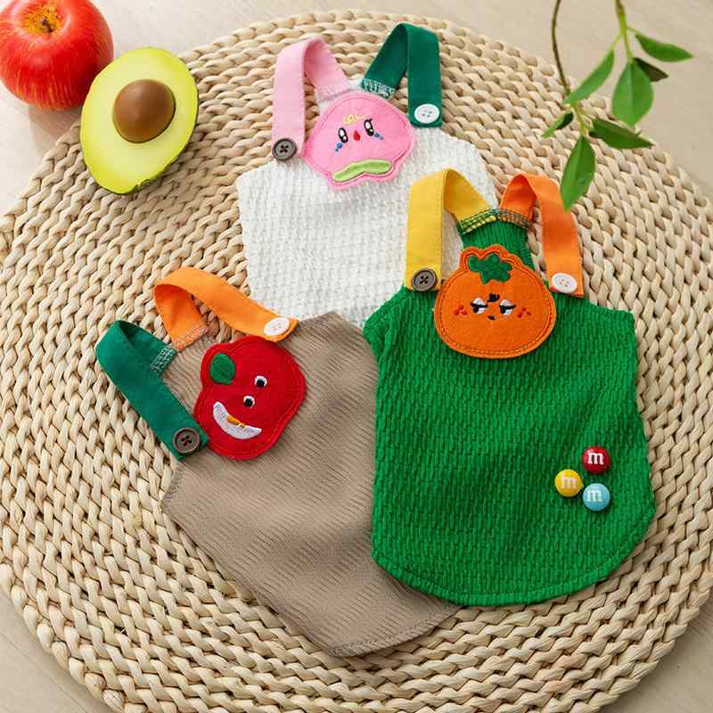 ペット服 春夏 薄手 通気性 ドッグウェア キャットウェア フルーツ柄 かわいい カジュアル XS S M L XL..