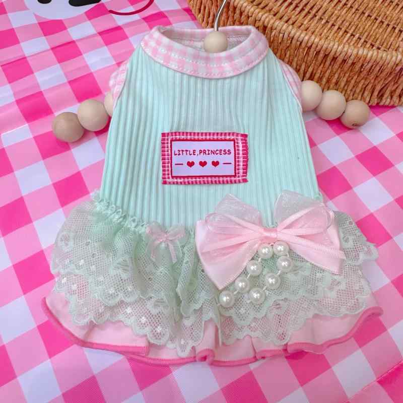 ペット服 猫 犬 服 薄手 かわいい 小型犬 マルチーズ プリンセス ワンピース ?理??布 薄荷甜心