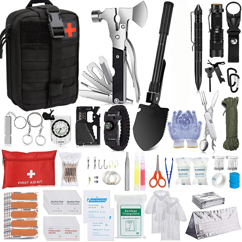 サバイバルギアキ防災　防災対策 　緊急 EDC サバイバルツール 緊急キャンプギアのサバイバルキット36 ファーストエイド キット 救急セット 携帯用救急箱 緊急サバイバルキット応急処置キット車緊急キットポータブル多機能キット準備緊急キット