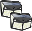 センサーライト 280LED ソーラーライト 4面発光 3つ知能モード 太陽光発電 Lifeholder 防水 人感センサー自動点灯 ガーデンライト 屋外ウォールライト 壁掛け/庭先/表玄関/駐車場などで活躍 両面テープとネジ付き ペンダントライト 防犯ライト 1セット(2個)