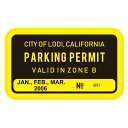 207 CITY OF LODI, PARKING PERMIT｜アメリカンステッカー スーツケース シール ステッカー 耐水 耐紫外線 屋外用 カリフォルニアステッカー バンパーステッカー 駐車許可証 駐車券 パーキング