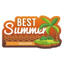 楽天ワイアンドマーケット224　BEST Summer! ｜アメリカンステッカー スーツケース シール ステッカー 耐水 耐紫外線 屋外用 カリフォルニアステッカー バンパーステッカー 夏真っ盛り 最高の夏 夏休み ヤシの木 夏男 無人島