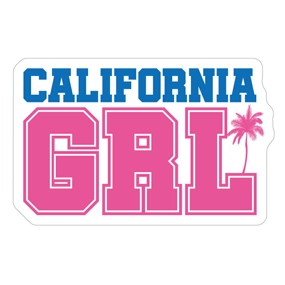 260　CALIFORNIA GIRL｜アメリカンステッカー スーツケース シール ステッカー 耐水 耐紫外線 屋外用 カリフォルニアステッカー バンパーステッカー ビーチガール 女の子 ピンク 女子
