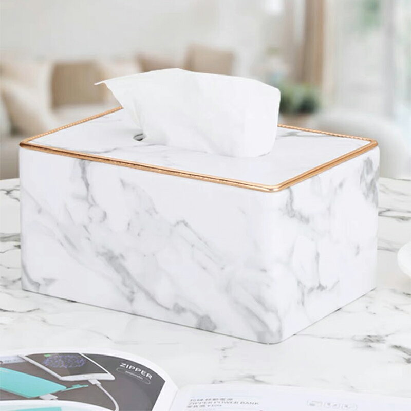 ティッシュケース 大理石 ティッシュボックス ボックスティッシュ ボックス ケース マーブル調 大理石柄 詰め替え シンプル おしゃれ 北欧風 リビング カバー 寝室 テーブル マーブルホワイト [2]