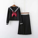 \~ 送料無料 ~/セーラー服 黒 半袖 長袖 スカート ロング 3点セット 金魚結び 白三本 関西襟 前開き 可愛い コスプレ 学生制服 JK制服 高校生 学...