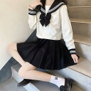 \~ 送料無料 ~/セーラー服 半袖 スカート 蝶結び コスプレ 女子制服 3点セット 学生服 女子高校生 高校生 学生 制服 コスチューム 白三本 JK制服 ...