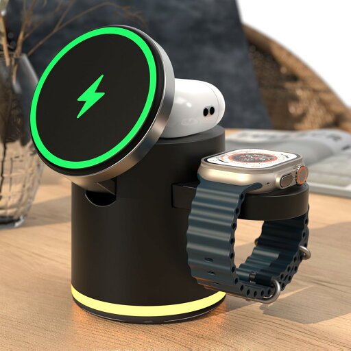 【2024最新型】3in1 ワイヤレス充電器 マグネット式 折畳み Compatible with iPhone16/15/14/13/12/Pro/Pro Max/Plus/apple watch ultra2/SE/10/9/8/airpods Pro/4/3/2 アップルウォッチ 充電器 iphone 充電スタンド マグセーフ充電器 ライト付き 置くだけ充電 アダプタ付き 【2024最新型】3in1 ワイヤレス充電器 マグネット式 折畳み Compatible with iPhone16/15/14/13/12/Pro/Pro Max/Plus/apple watch ultra2/SE/10/9/8/airpods Pro/4/3/2 アップルウォッチ 充電器 iphone 充電スタンド マグセーフ充電器 ライト付き 置くだけ充電 アダプタ付き