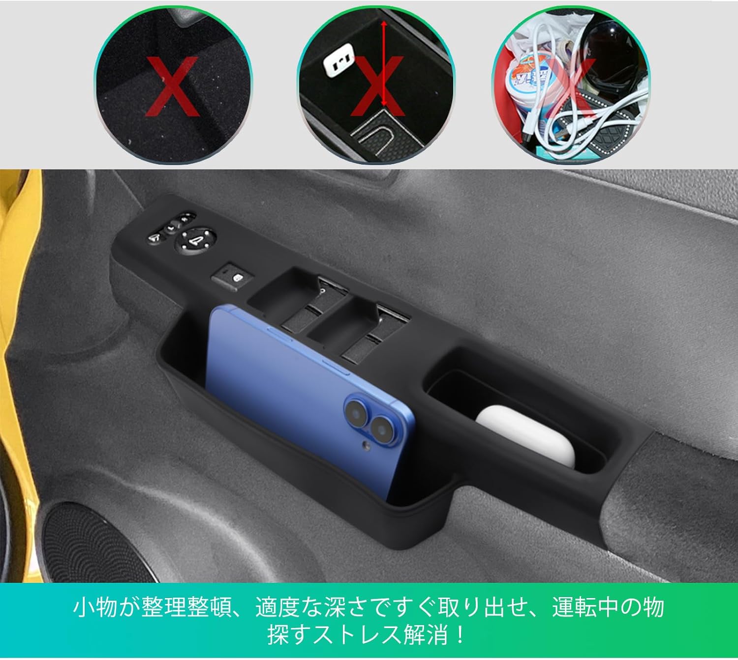 【ホンダ N-ONE JG3 JG4 専用】 小物入れ アクセサリー ドアハンドル 収納ボックス N-ONE ハンドル収納 シリコーン トレイ インテリア JG3 JG4 内装パッツ ドアポケット 滑り止め ボックス ノイズ軽減 防汚れ 傷防止 落下防止 カスタムパーツ