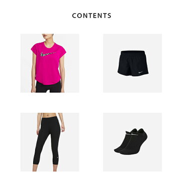 ナイキ nike ランニングウェア レディース セット 4点 半袖 Tシャツ + パンツ + タイツ + ソックス おしゃれ 初心者 マラソン かわいい NIKE 上下 女性 ジョギング スパッツ レギンス 靴下 セットアップ