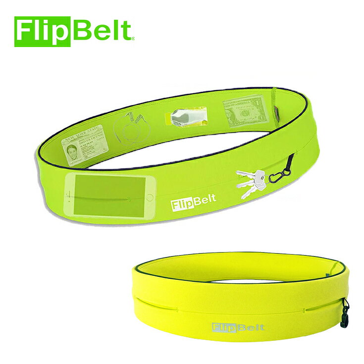 FlipBelt フリップベルト スポーツ ウエストポーチ　イエロー NUCLEAR YELLOW 【FBY】ウエストバッグ ジョギング ランニング用品 ランニングポーチ ランニングバッグ 伸縮