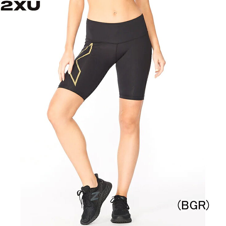 2XU MCS ウィメンズ ライトスピード ミッドライズ コンプレッションショート ランニングタイツ ショート ウィメンズ レディース 女性【wa6593b-blkgrf】陸上 ランニング用品