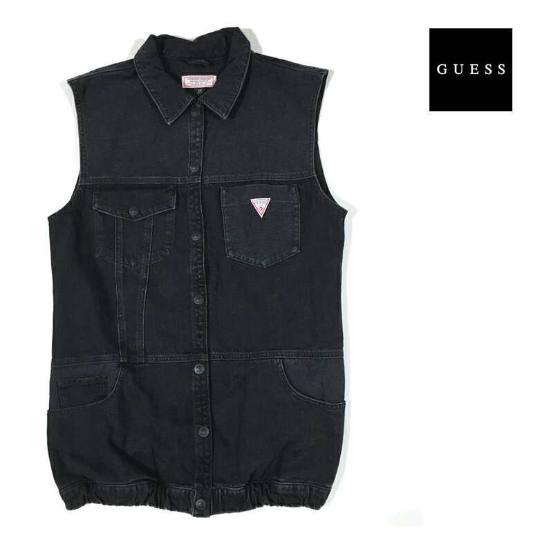 ゲス GUESS デニム ベスト レディース  LONG LINE DENIM VEST アウター ジャケット ブランド 激安 カジュアル ギャル ストリート ブランド ワンポイント おしゃれ USサイズ