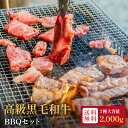 【送料無料】高級黒毛和牛BBQセット 九州産 合計2,000g 2kg 5種 食べ比べ カルビ ロース 切り落とし 親鶏 手羽先 小腸ジャイアントソーセージ 国...