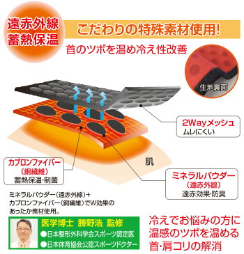 勝野式 温快あったかい 首 肩 背中2枚セット 【 冷え性対策 ウォーマー サポーター 遠赤外線 蓄熱 保温 冷え取り 冷えとり 】