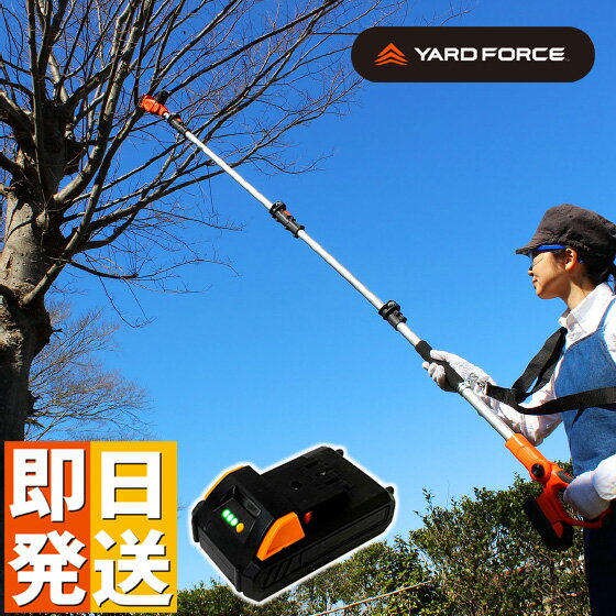 3m コードレス高枝電動のこぎり ライト YARD FORCE ヤードフォース 高枝 のこぎり 充電式 バッテリー式 高枝切りチェ…