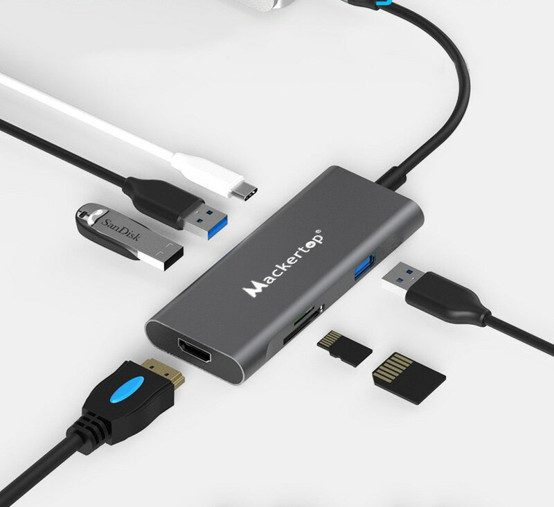 ڤڡP10+ݥ󤢤 Mackertop USB C ϥ HTMIѴ 7in1 USB Type C ϥ 60W PD® 4K HDMI 1080P USB3.0ݡ3 TF/SDɥ꡼ ޥɥå ǽå Ǯȴ