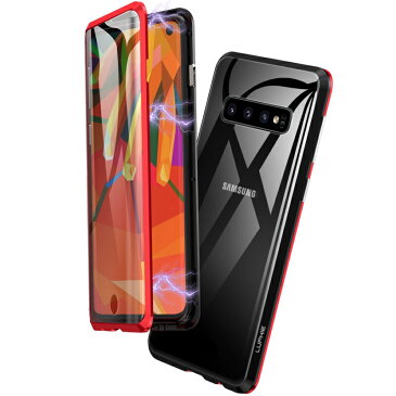 luphie 正規品 Galaxy S10 ケース luphie 全面保護 両面ガラス S10ケース Galaxy S10 Plus ケース S10+ ケース SC-04L SCV42 アルミバンパー 磁石止め 多点吸着 マグネット磁石 ガラスバックプレート 両面9H強化ガラス フルガード バンパー マグネット クリア ケース
