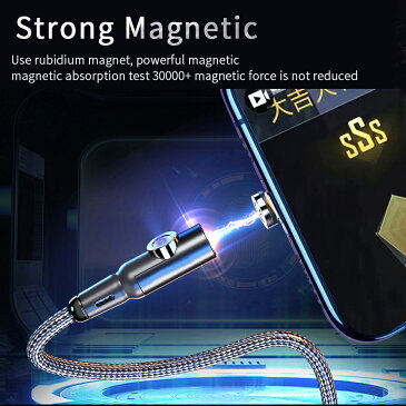 【L字 ストレート 一体型 2m】 マグネット充電ケーブル 端子 セット 3in1 Lightning iPhone Micro USB Tyep-C 充電 ケーブル Xperia Galaxy AQUOS ASUS Sony HUAWEI Samsung Android MicroUSB マイクロ ライトニングケーブル タイプC マイクロUSB マグネットケーブル