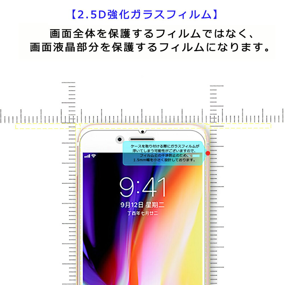 【あす楽】【フィルム 2枚セット ガイド枠付き】 iPhone13 13Pro 13mini 13ProMax iPhone12 12Pro 12mini 12ProMax iPhoneSE (第2世代) iPhone7 iPhone8 2.5D強化ガラスフィルム 強化ガラス 画面保護フィルム 2枚 ガイド枠 液晶保護 ガラスフィルム アイフォン 保護フィルム